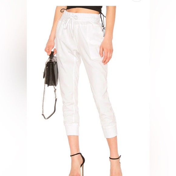 James Perse Woman’s Contrast Cotton Pants/Joggers in White- Size 2